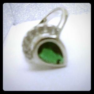 Silver plated ring with emerald and white CZ